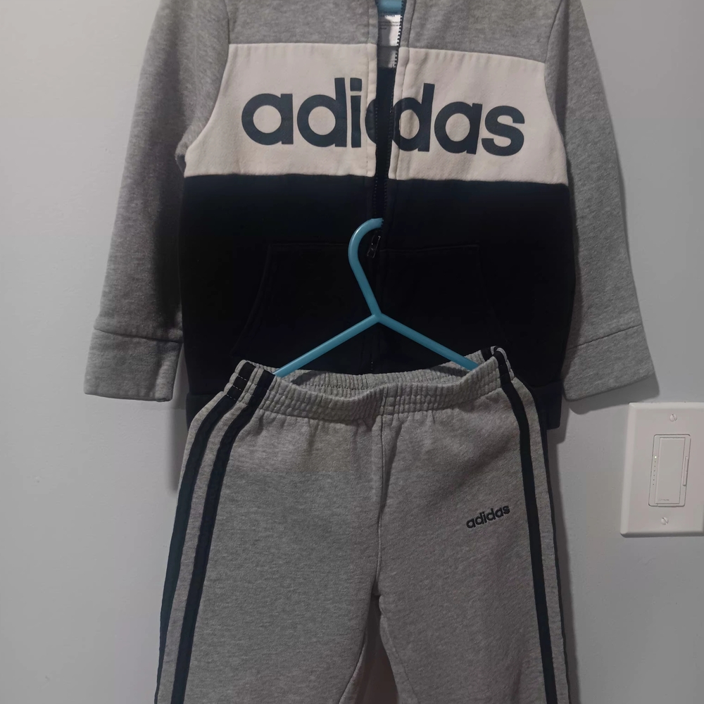 Adidas Kids Gray and Black Track Pants
